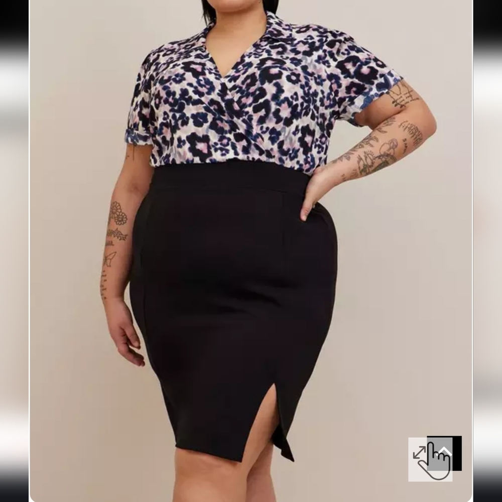 torrid Black Skirt Midi Dress with Pink and Gray Leopard Bodice